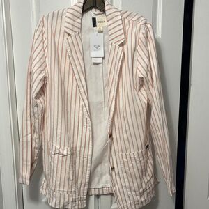 Roxy Women's Blazer - Soft Pink and White Stripes